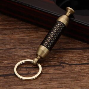 Keychain Cigar Punch W/ Needle holder (Gold Square)