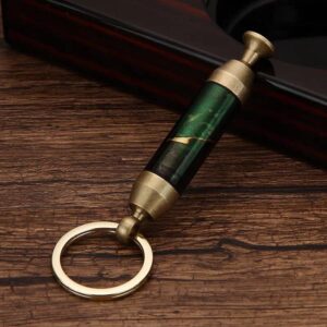 Keychain Cigar Punch W/ Needle holder (Gold Green)